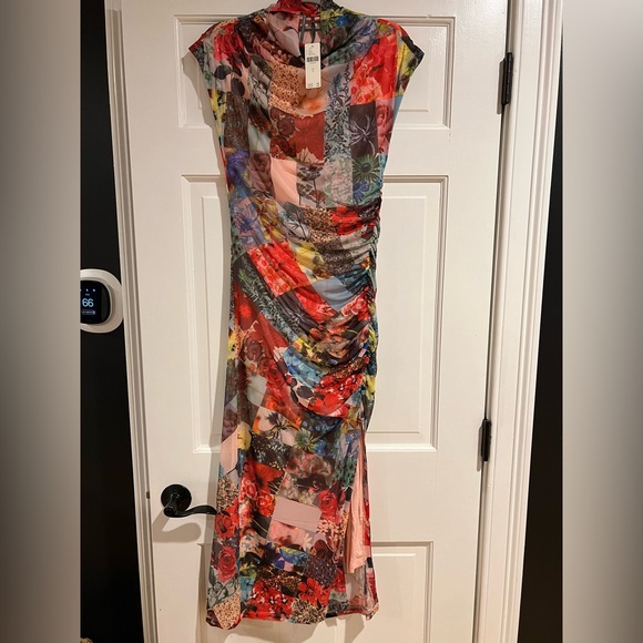 NWT Anthropologie The Maya Ruched Cowl Neck Mesh Dreas - Picture 5 of 6